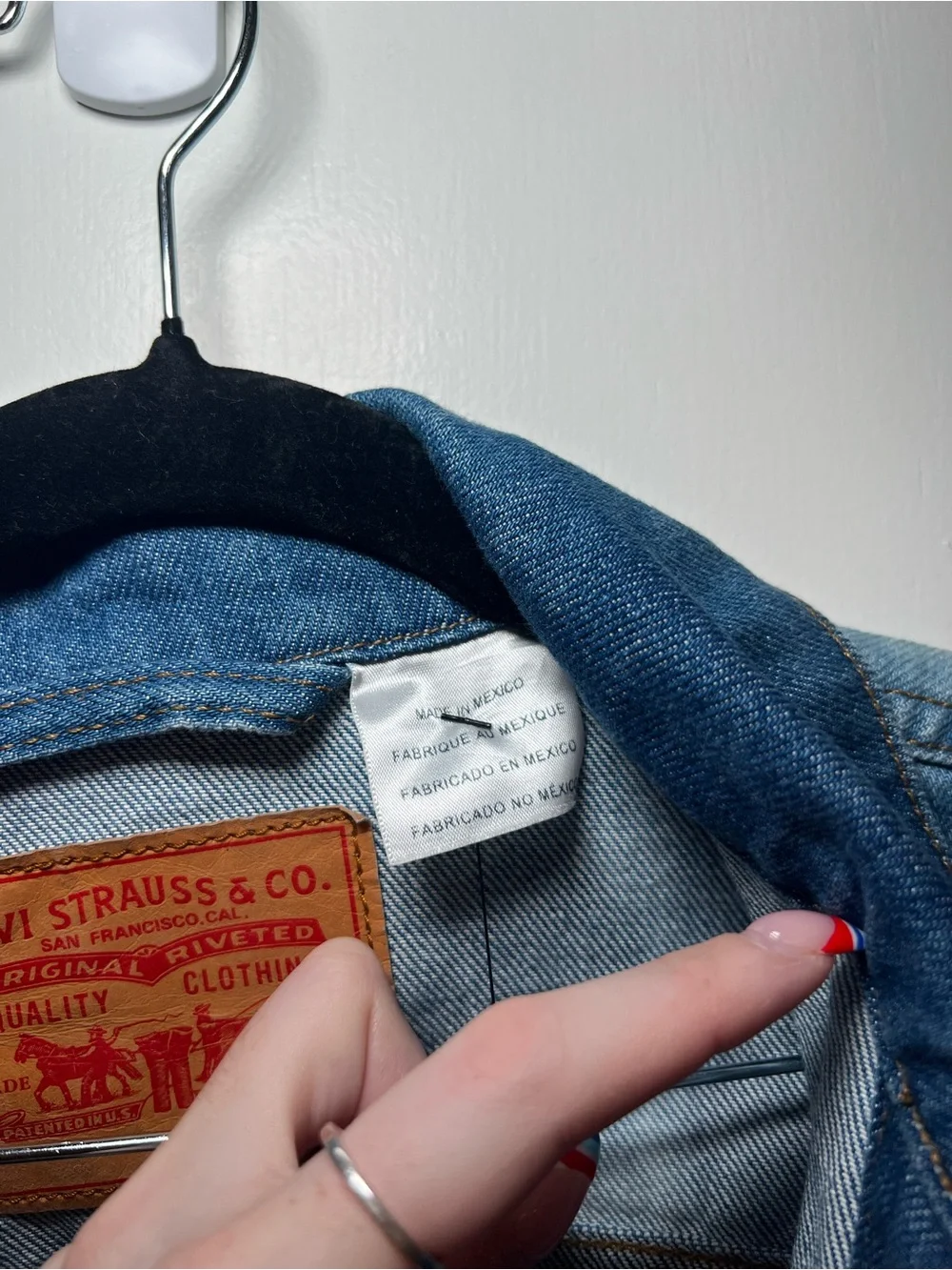 Levi's Faded Blue Distressed Denim Jacket Sturdy like New Button Details
